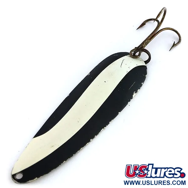 Vintage  Eppinger Dardevle (1950s) Detroit, 1oz Black / White / Nickel fishing spoon #9931